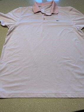 Vineyard Vines Pink and White Striped Polo